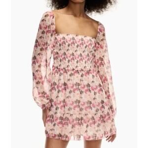 Aritzia Mini Floral Long Sleeve Tempest Dress Size Small